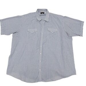 Plains Western Wear Big Man 2X Pearl‎ Snap Plaid Western Shirt Short Sleeve